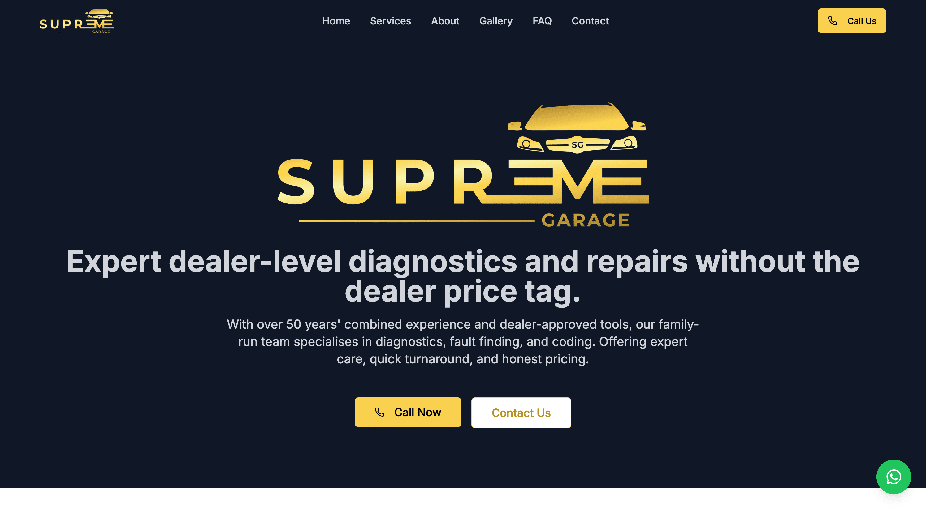 Supreme Garage Landing Page